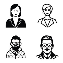 Business People Flat Icon Set Isolated On White Background