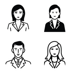 Business People Flat Icon Set Isolated On White Background