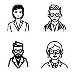 Business People Flat Icon Set Isolated On White Background