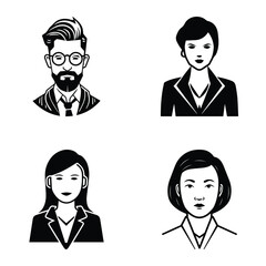Business People Flat Icon Set Isolated On White Background