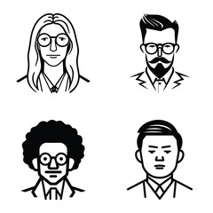 Business People Flat Icon Set Isolated On White Background