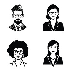 Business People Flat Icon Set Isolated On White Background