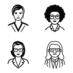 Business People Flat Icon Set Isolated On White Background