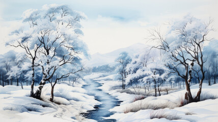 A WHITE WINTER LANDSCAPE WITH AS AN ILLUSTRATION