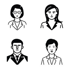 Business People Flat Icon Set Isolated On White Background