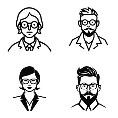 Business People Flat Icon Set Isolated On White Background