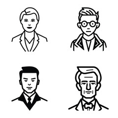 Business People Flat Icon Set Isolated On White Background