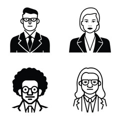 Business People Flat Icon Set Isolated On White Background