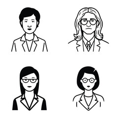 Business People Flat Icon Set Isolated On White Background