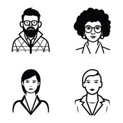 Business People Flat Icon Set Isolated On White Background