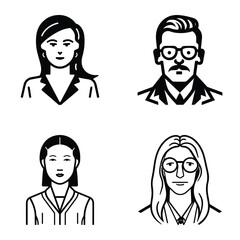 Business People Flat Icon Set Isolated On White Background