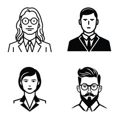 Business People Flat Icon Set Isolated On White Background
