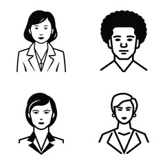 Business People Flat Icon Set Isolated On White Background