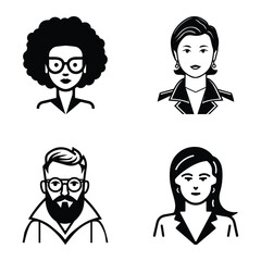 Business People Flat Icon Set Isolated On White Background