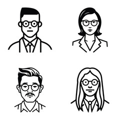 Business People Flat Icon Set Isolated On White Background