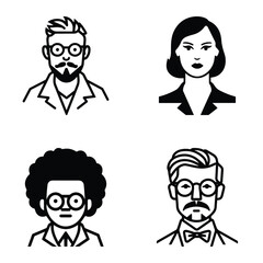 Business People Flat Icon Set Isolated On White Background