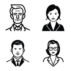 Business People Flat Icon Set Isolated On White Background