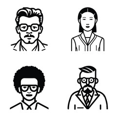 Business People Flat Icon Set Isolated On White Background