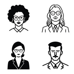 Business People Flat Icon Set Isolated On White Background