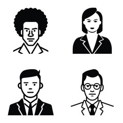 Fototapeta premium Business People Flat Icon Set Isolated On White Background