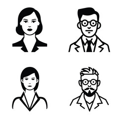 Business People Flat Icon Set Isolated On White Background