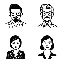 Business People Flat Icon Set Isolated On White Background