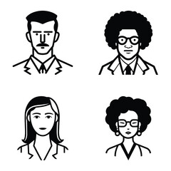 Business People Flat Icon Set Isolated On White Background