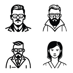 Business People Flat Icon Set Isolated On White Background