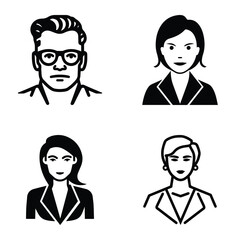 Business People Flat Icon Set Isolated On White Background