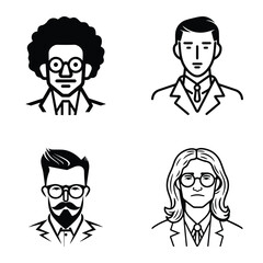 Business People Flat Icon Set Isolated On White Background