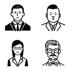 Business People Flat Icon Set Isolated On White Background