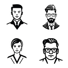 Business People Flat Icon Set Isolated On White Background