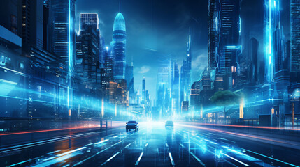 futuristic city landscape with buildings, connected together with advanced technology, future concept, city concept, architecture concept
