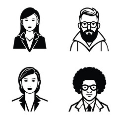 Business People Flat Icon Set Isolated On White Background
