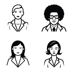 Business People Flat Icon Set Isolated On White Background