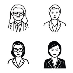 Business People Flat Icon Set Isolated On White Background