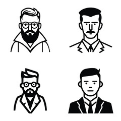 Business People Flat Icon Set Isolated On White Background