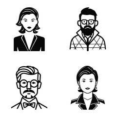 Business People Flat Icon Set Isolated On White Background