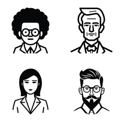 Business People Flat Icon Set Isolated On White Background