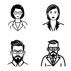 Business People Flat Icon Set Isolated On White Background