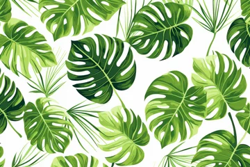 Stickers pour porte Monstera Monstera leaves, plant motif, decoration. Big leaves with holes.