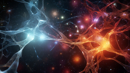 Chain of neurons in the human brain - obrazy, fototapety, plakaty