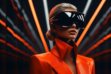 The fashion of the future and what we can expect from designers, light black and orange, soft lines.