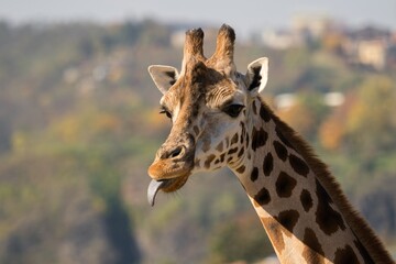 giraffe eating grass