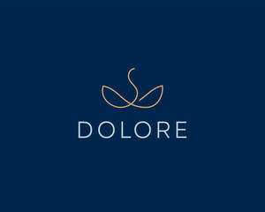 Minimalistic swan flower lotus logo. Universal spa beauty salon cosmetics logotype. Bird goose icon. Vector illustration.