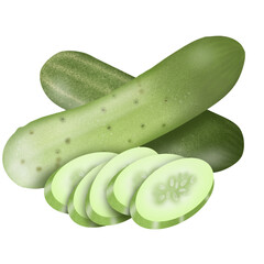 cucumber, vegetables and fruits 5 colors (green)