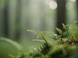 Forest background, macro photography with copy space