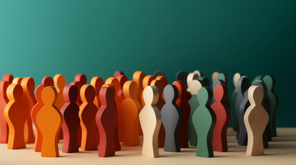 Colorful wooden figures representing diversity, equity, inclusion and belonging. DEIB concept. - obrazy, fototapety, plakaty