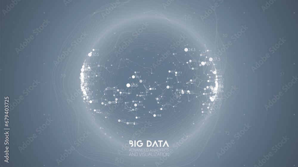 Poster Big data visualization. Futuristic infographic. Information aesthetic design. Visual data complexity. Complex data threads graphic visualization. Abstract data graph.