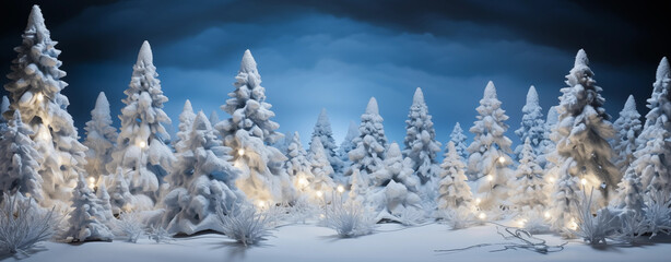 Christmas background, holiday festive background. Widescreen frame backdrop. New year Winter art design, Christmas scene wide screen holiday banner. Generative AI